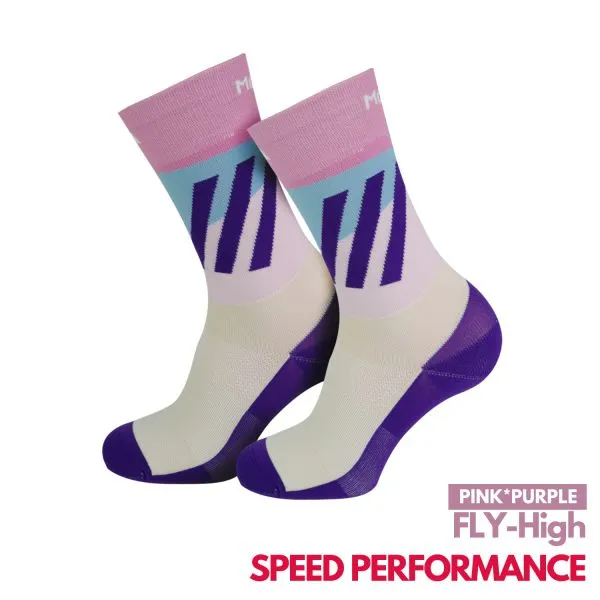 Motive Sock Speed Performance Fly - High Crew Pink/Purple