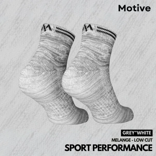 Motive Sock Sport Performance Melange Low Cut - White/Gray