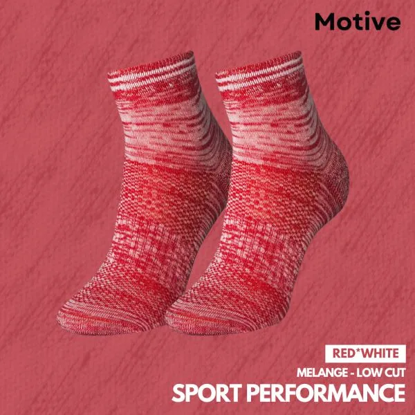 Motive Sock Sport Performance Melange Low Cut - White/Red