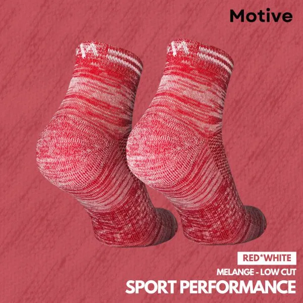 Motive Sock Sport Performance Melange Low Cut - White/Red