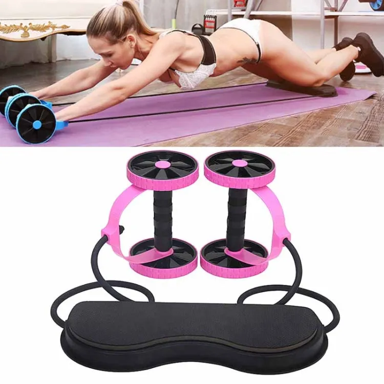 Multifunctional Abdominal Wheel Pull Rope Home Abdominal Training Fitness Equipment （Pink）