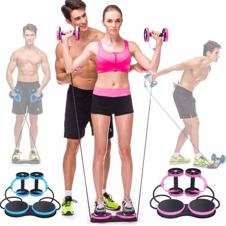 Multifunctional Abdominal Wheel Pull Rope Home Abdominal Training Fitness Equipment （Pink）