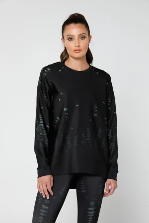 Muscari Capella Top, FOREST PRINT/PATENT NERO