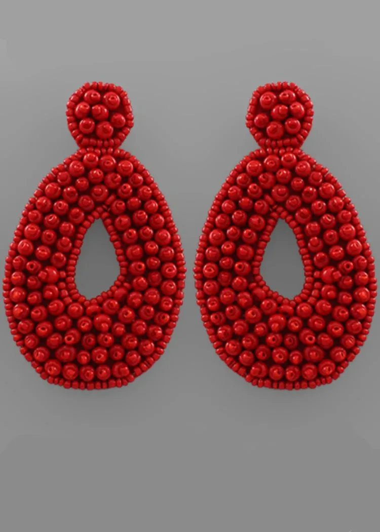 Myla Beaded Teardrops-Red