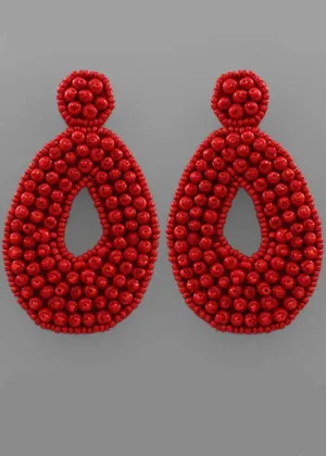 Myla Beaded Teardrops-Red