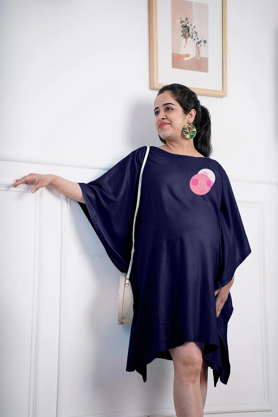 Navy Rayon MaternityKaftan - Expecting