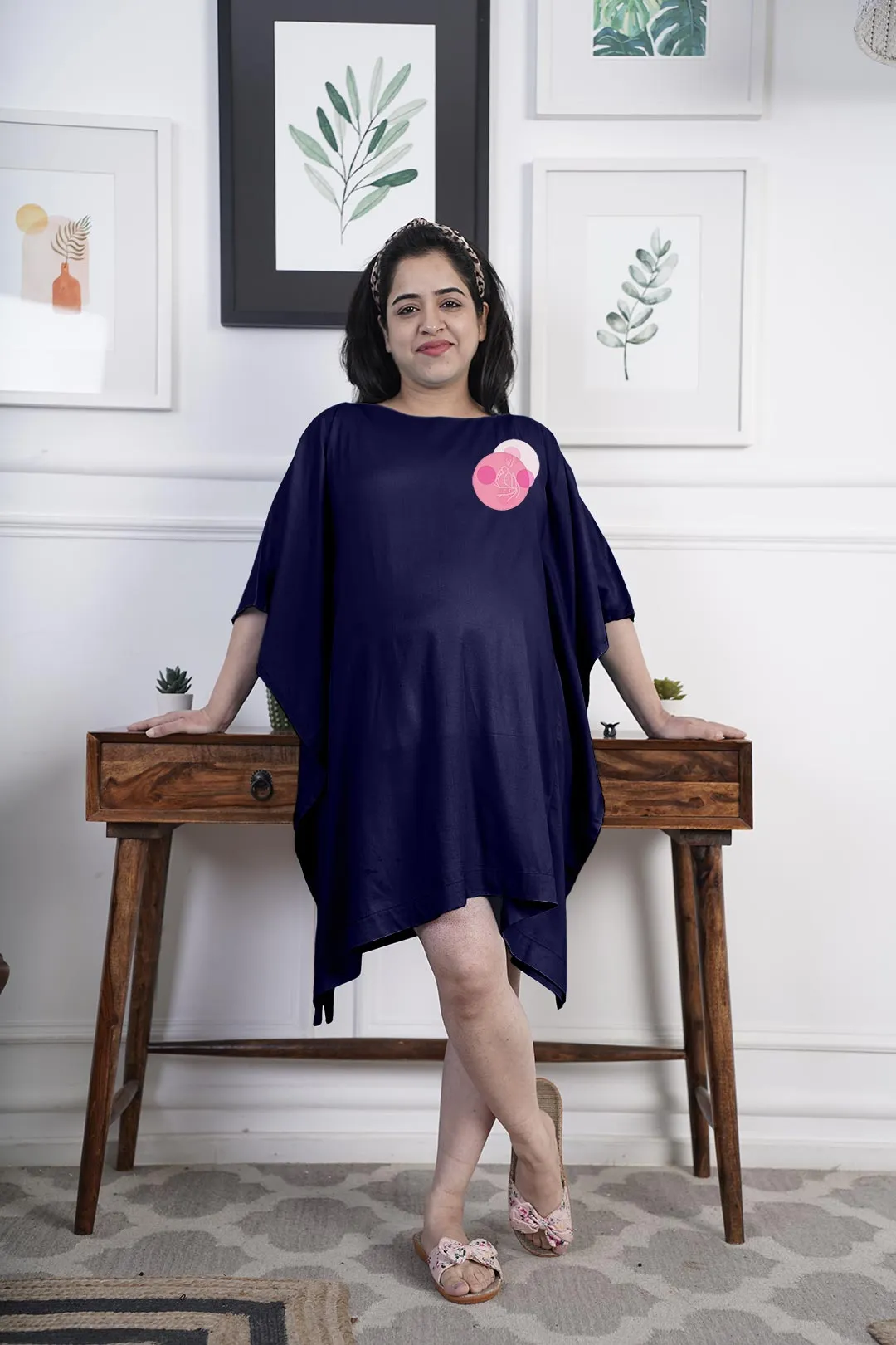 Navy Rayon MaternityKaftan - Expecting