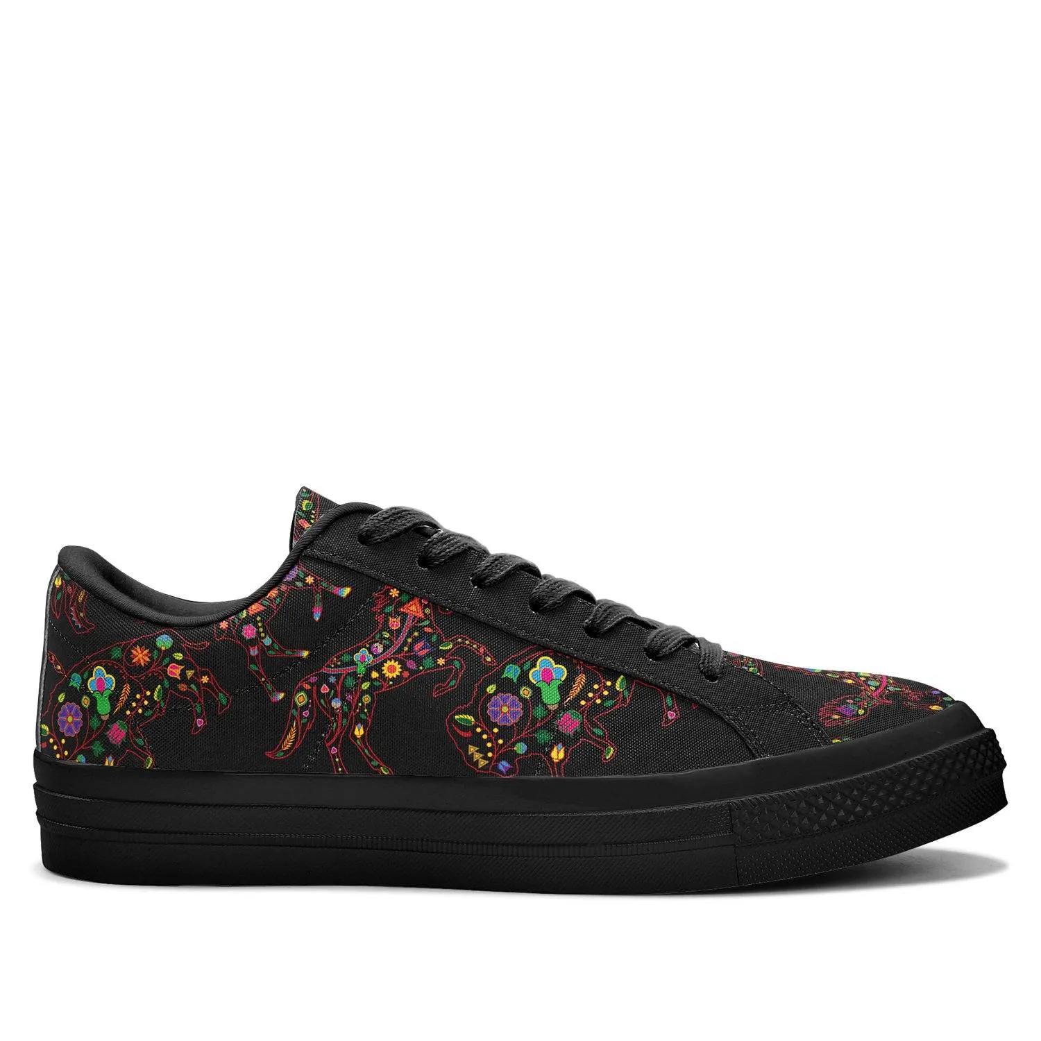 Neon Floral Animals Aapisi Low Top Canvas Shoes Black Sole