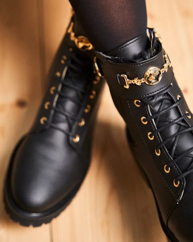 Newcastle Vegan Leather Lace-up Boots | Black