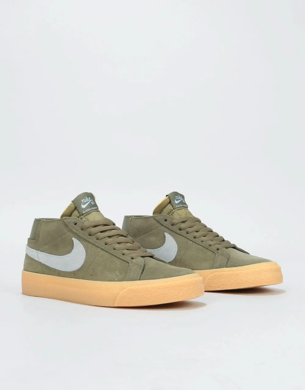 Nike SB Zoom Blazer Chukka Skate Shoes - Medium Olive/Lt Armory Blue