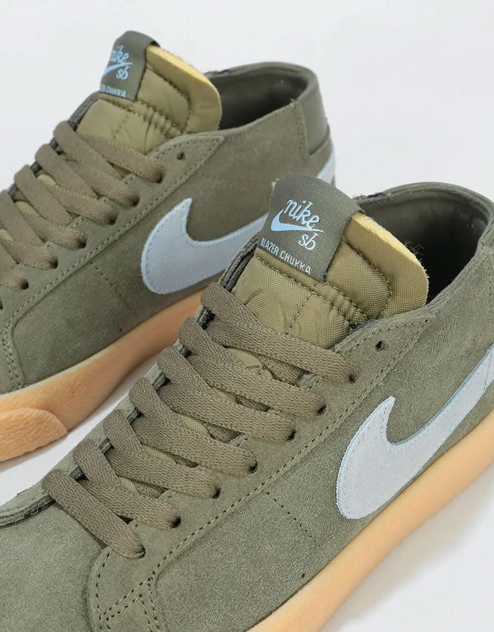 Nike SB Zoom Blazer Chukka Skate Shoes - Medium Olive/Lt Armory Blue