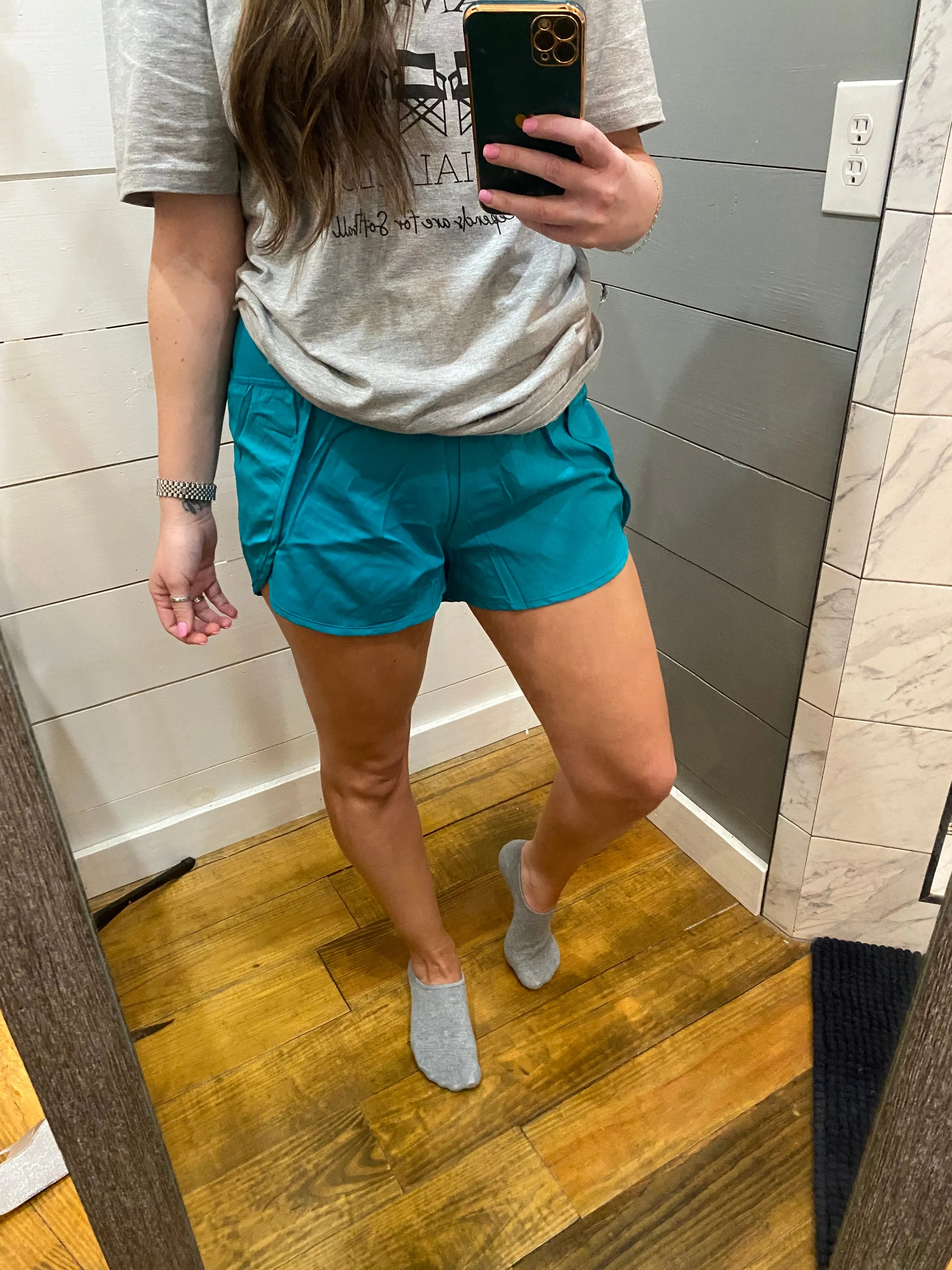 No Waisted Time Shorts- Light Teal