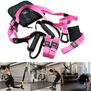 P3-3 Adjustable Fitness Exercise Hanging Pulling Rope TRP3X Wall Pulley Yoga Belt, Main Belt: 1.4m, 1.9m After Adjusted, Athletic Version(Pink)