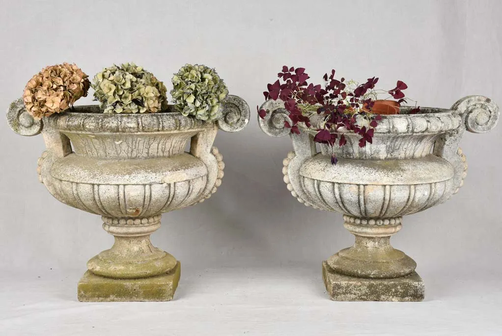 Pair of very large garden urns, early 20th century 24""