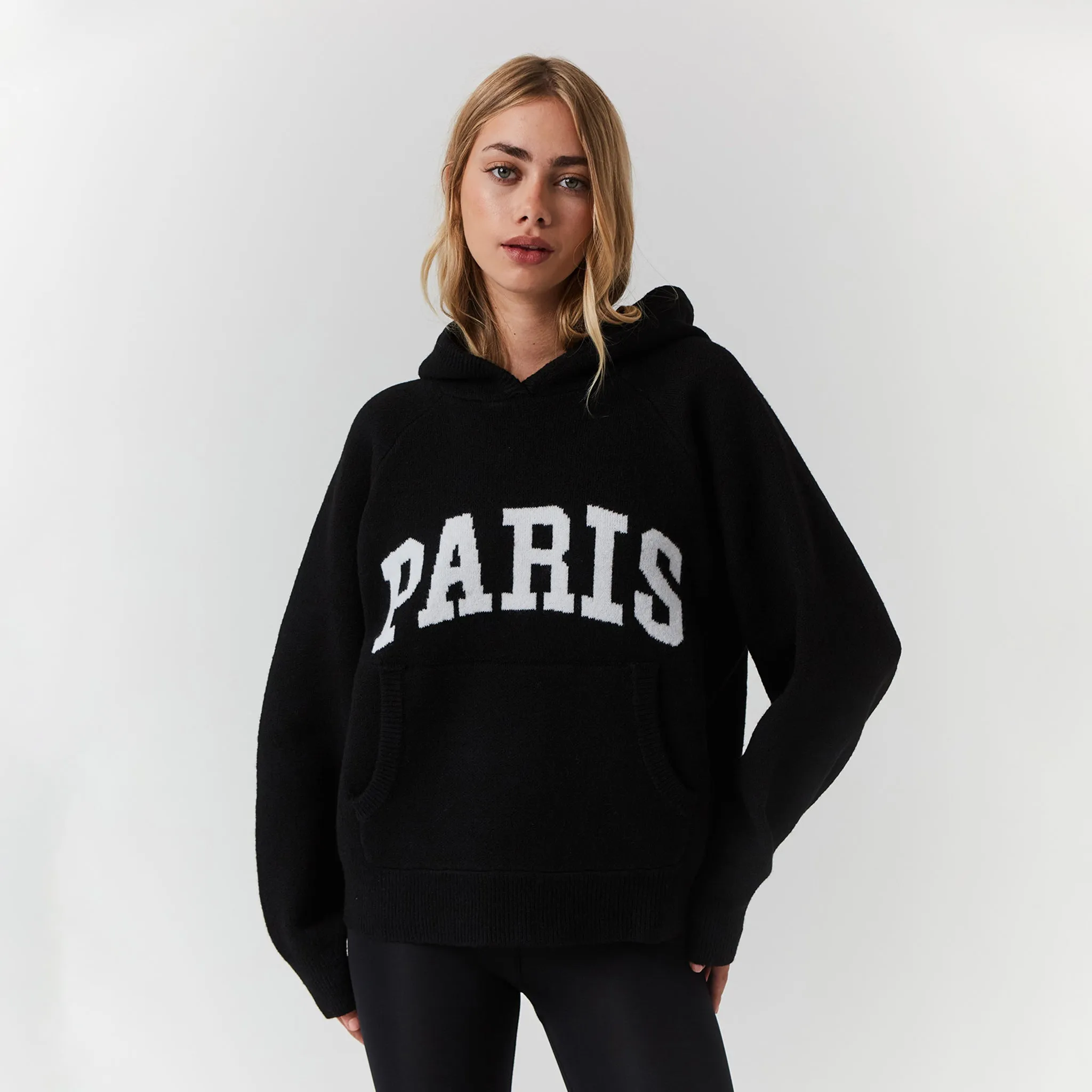 Paris Knit Hoodie | Black