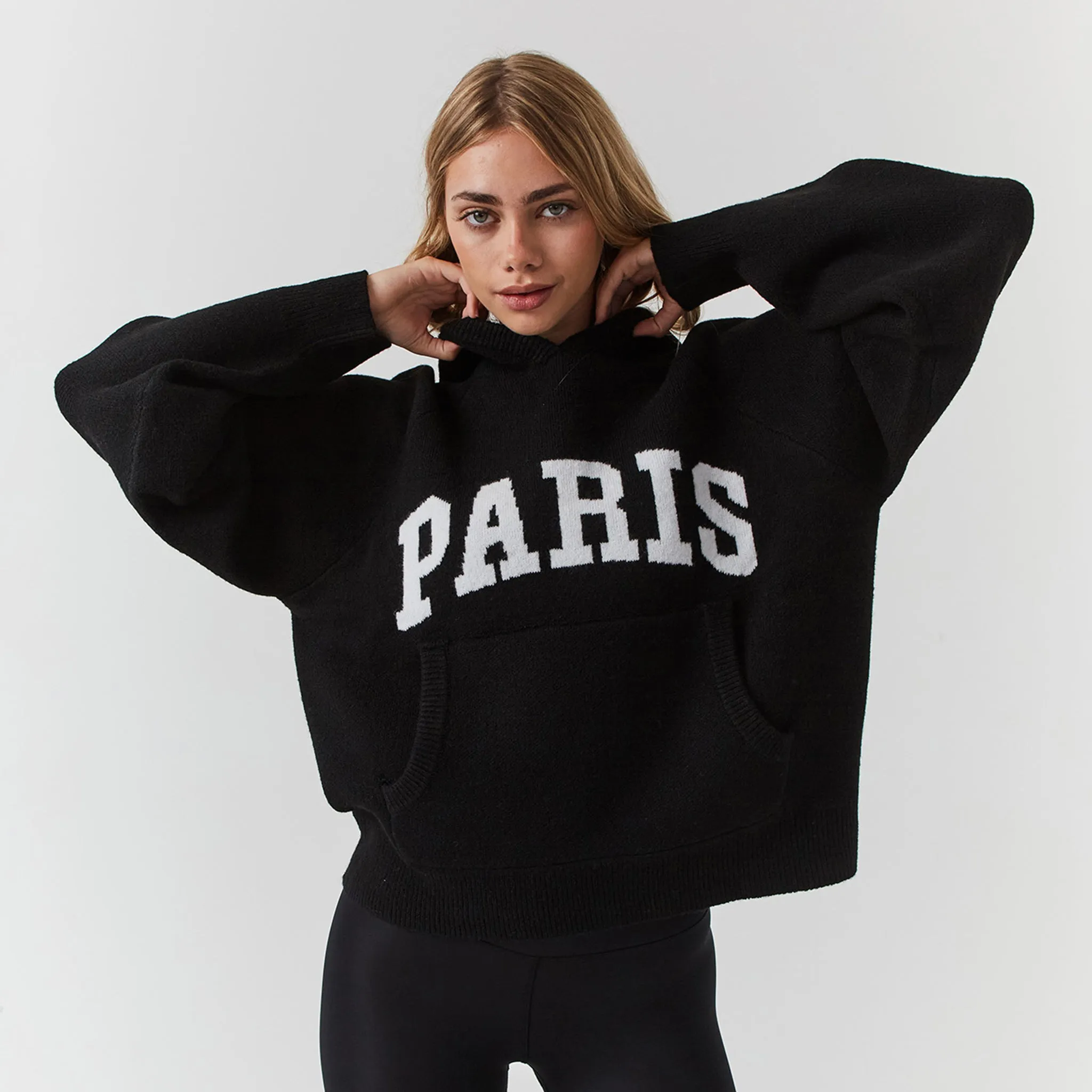 Paris Knit Hoodie | Black