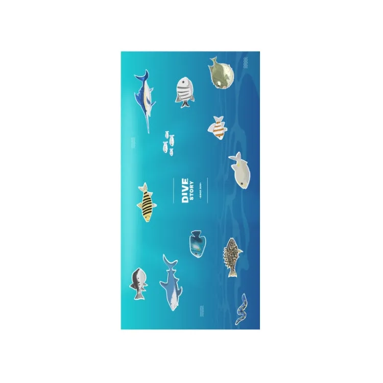 Printed Solid Color Beach Vacation Swimming Bath Towel Beach Towel, Color: Marine Blue Fish Group(Round Mesh Bag)