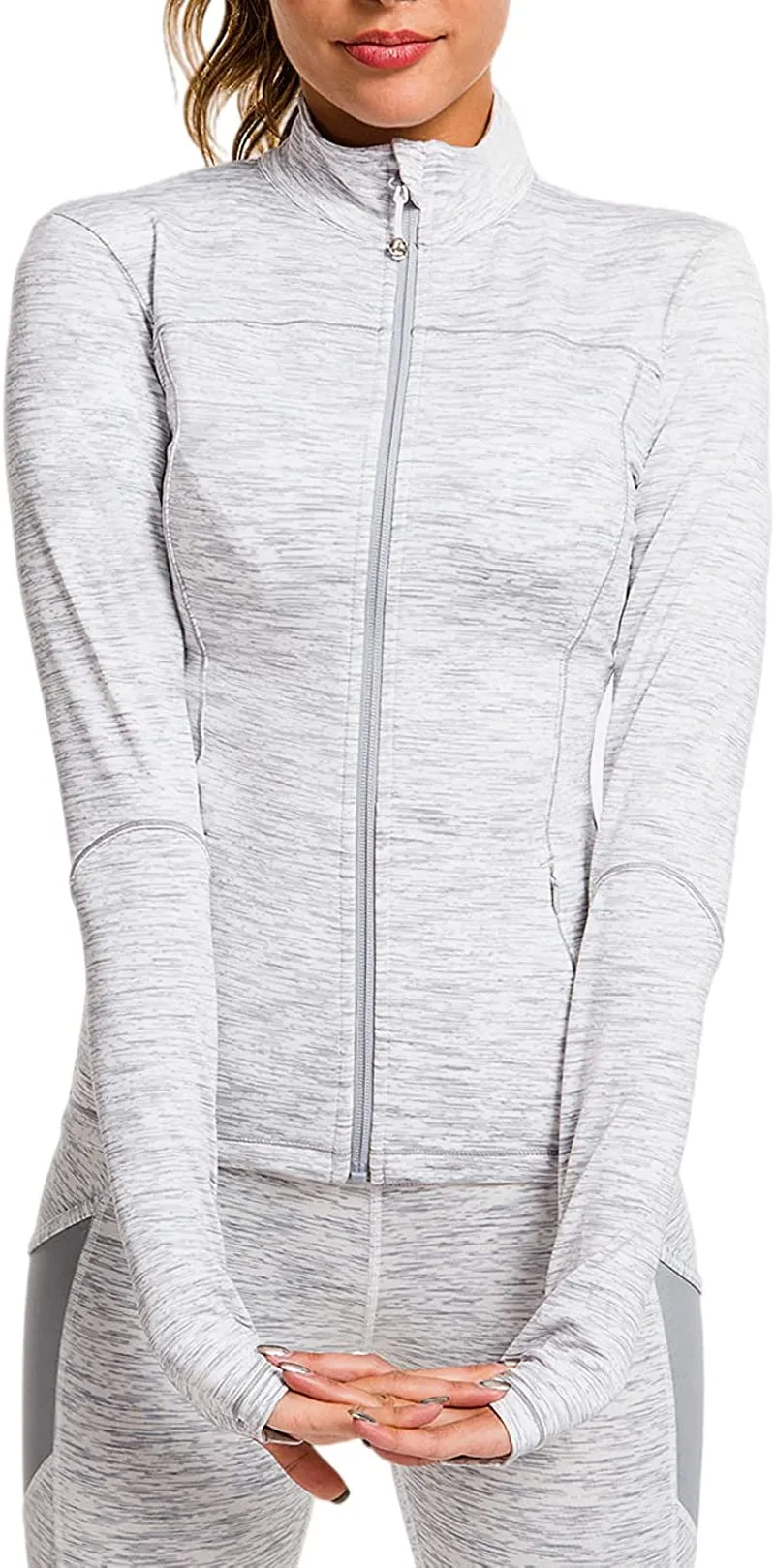 "Enhance Your Workout Experience with the Chic Women's Workout Jacket - Stay Fashionable with Full Zip, Flattering Slim Fit, Featherlight Design, and an Abundance of Convenient Pockets!"