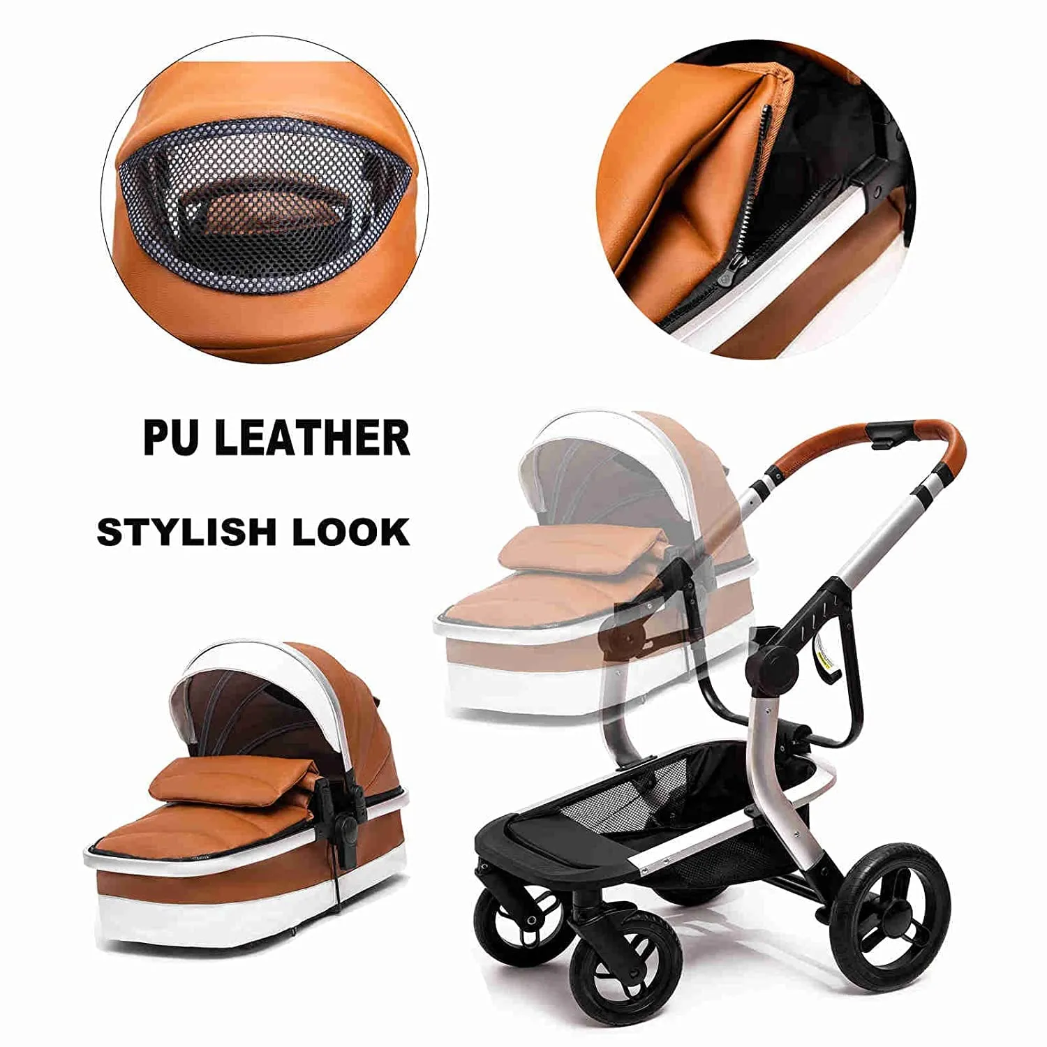 Royal Brown Upgraded Luxury 3-in-1 Baby Stroller