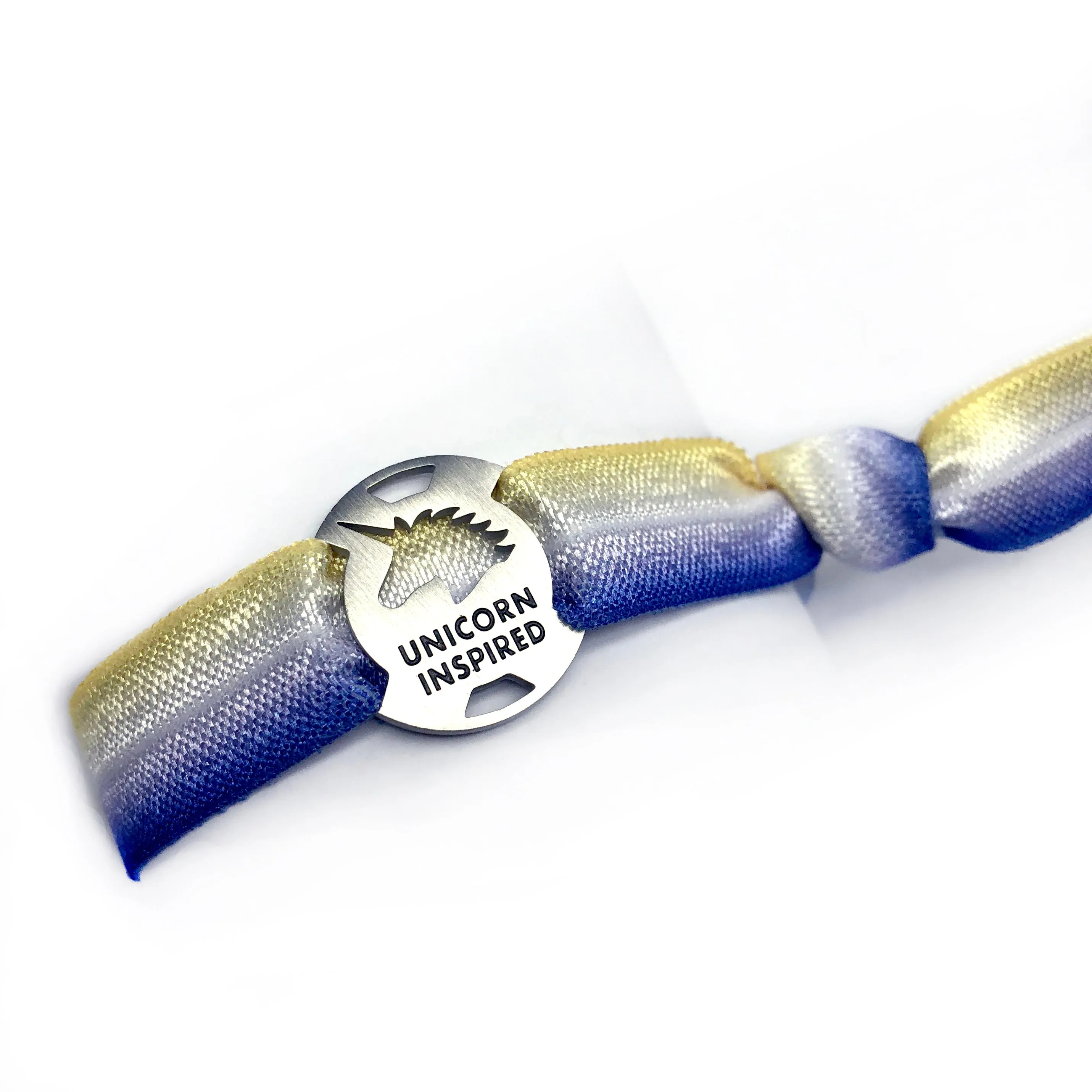 RUN BOSTON - UNICORN INSPIRED - Blue/Yellow Tie Stretchy Running Bracelet