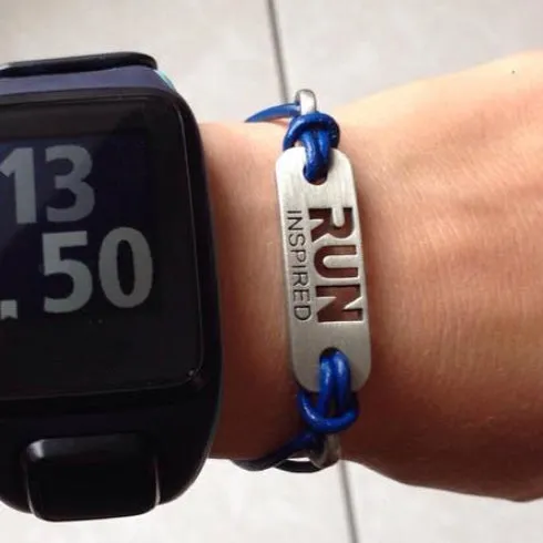 RUN INSPIRED Running Bracelet - Black or Blue Leather