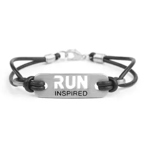 RUN INSPIRED Running Bracelet - Black or Blue Leather