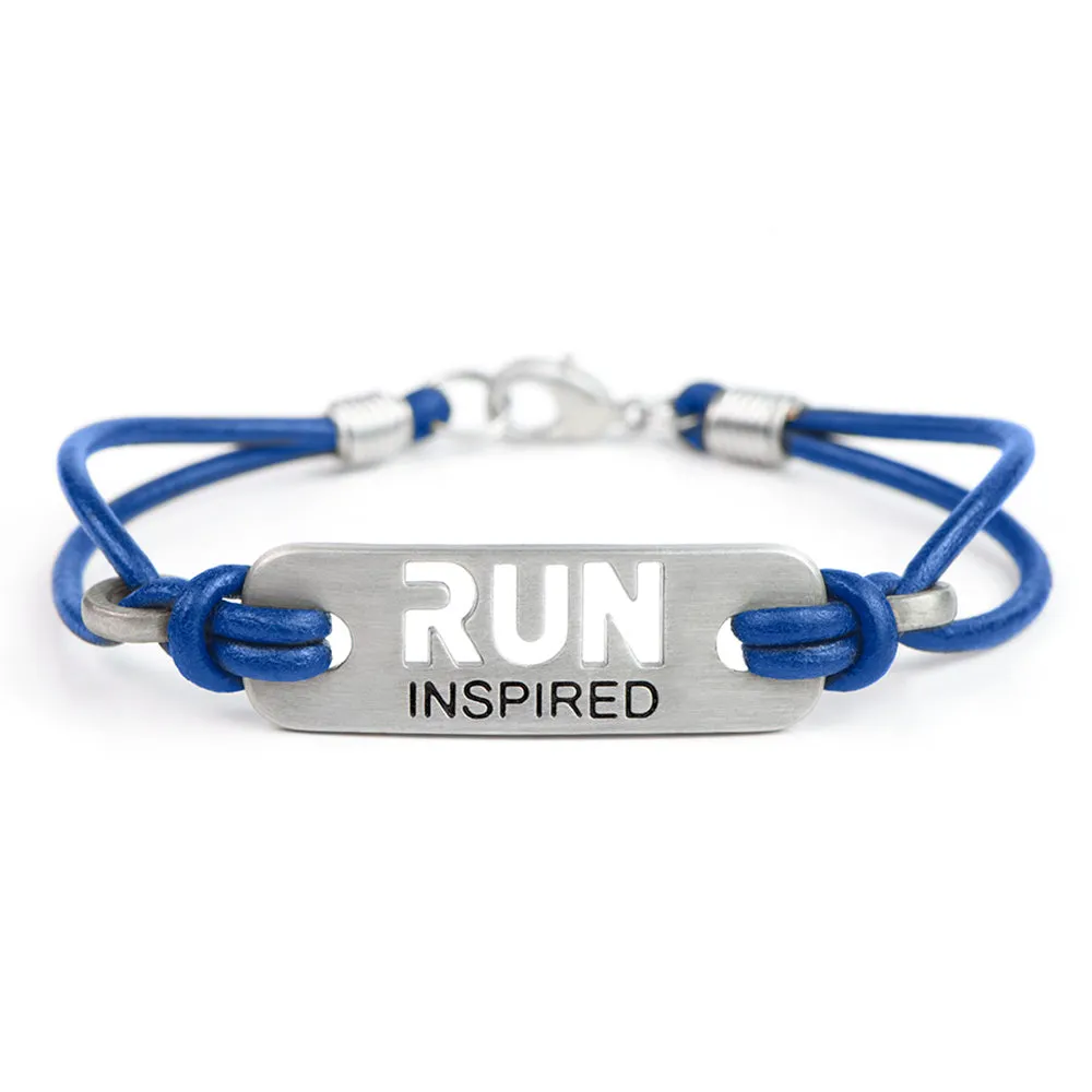 RUN INSPIRED Running Bracelet - Black or Blue Leather