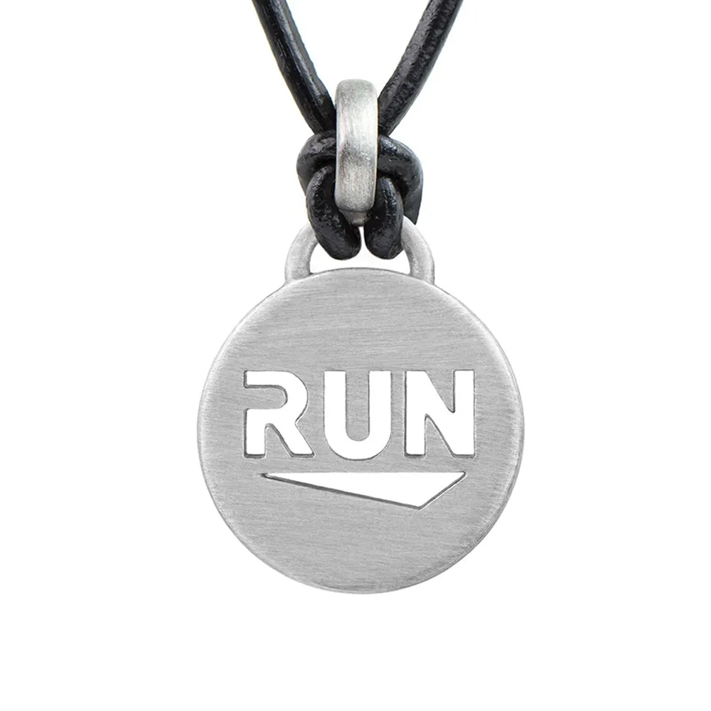 RUN Pendant Leather Running Necklace