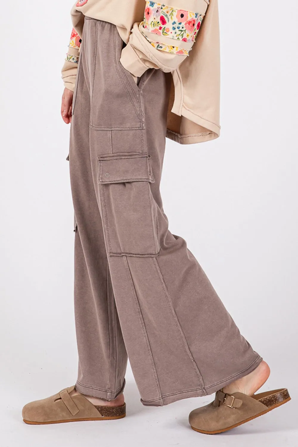 SAGE   FIG Knit Terry Mineral Wash Wide Leg Pants