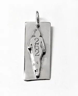 Silver Runner Silhouette on Rectangle Pendant