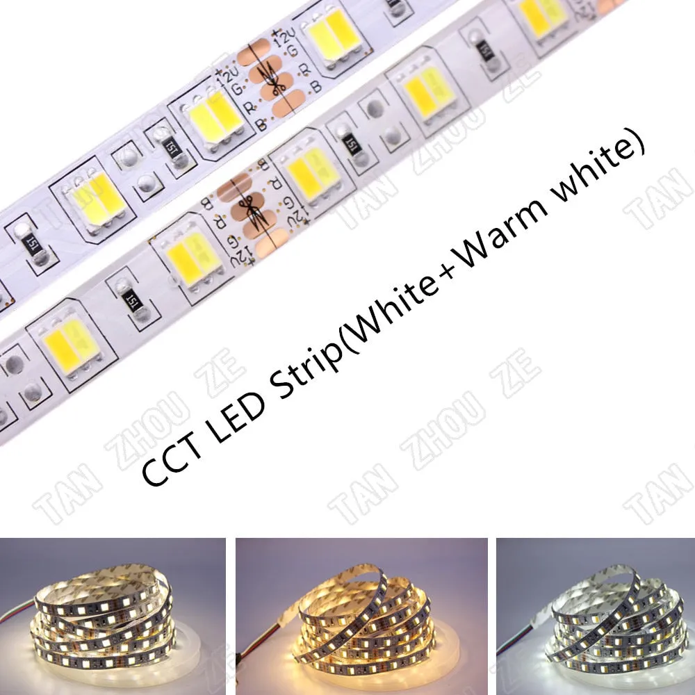 SMD 5050 RGB LED Strip Waterproof 5M 300LED DC 12V 24V CCT RGBCCT  RGBW RGBWW WHITE WARM WHITE Fita LED Light Strips Flexible