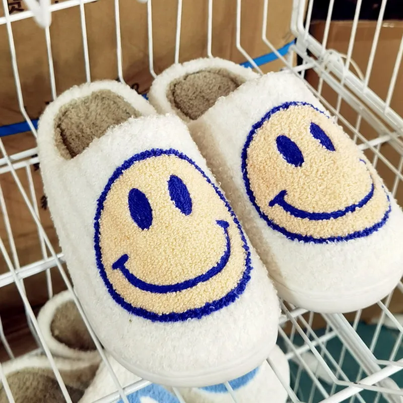 Smiley Face Warm Fluffy Slippers