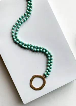 Snug Corner Long Beaded Mint Beaded Pendant