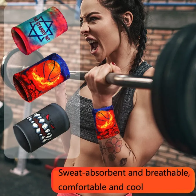 Sports Fitness Elastic Wristbands Absorbing Sweat Playing Ball Riding Wiping Sweat Cold Wristbands, Specification: M(Big Mouth Beast)