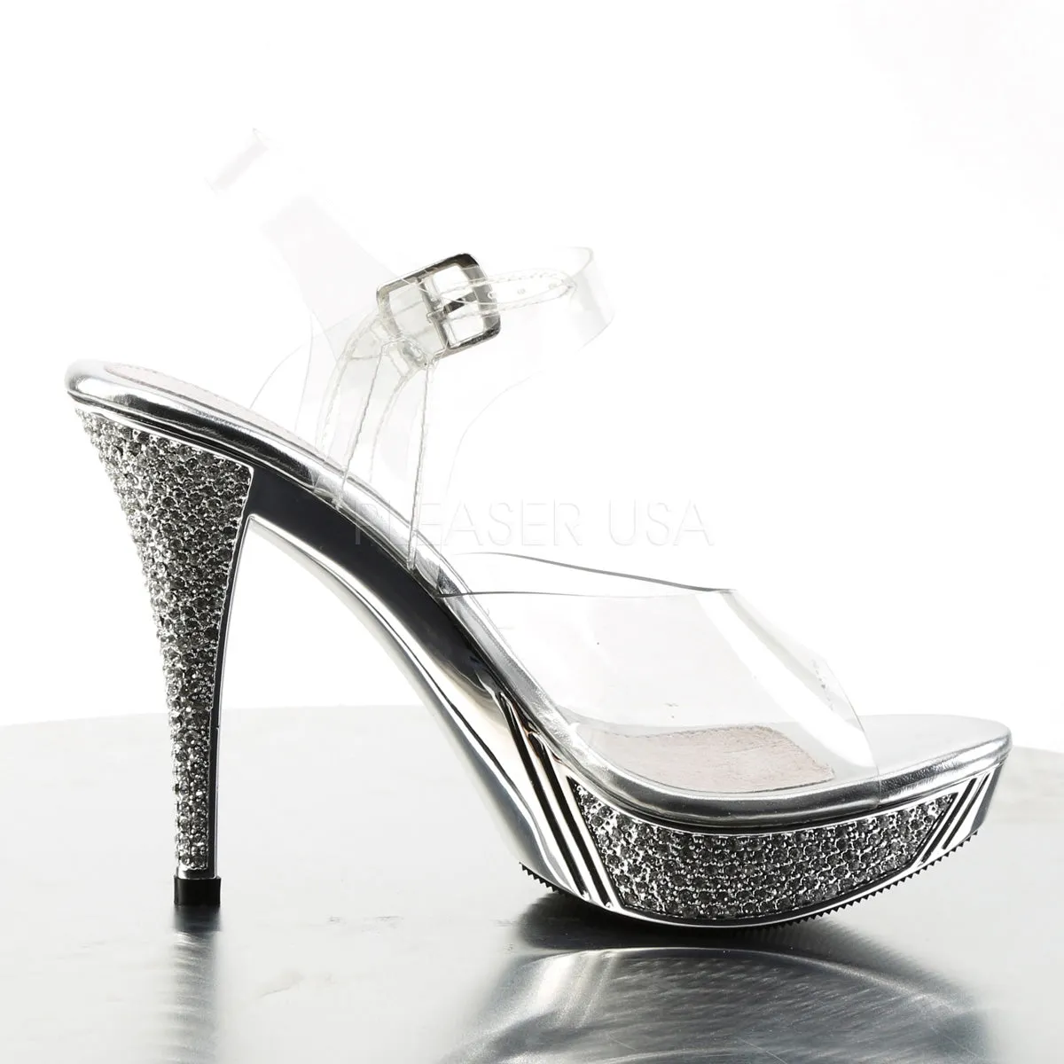 Star of the Night Rhinestone Platform Sandals Silver