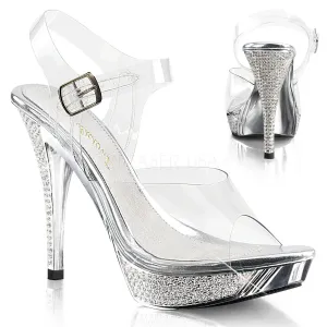 Star of the Night Rhinestone Platform Sandals Silver