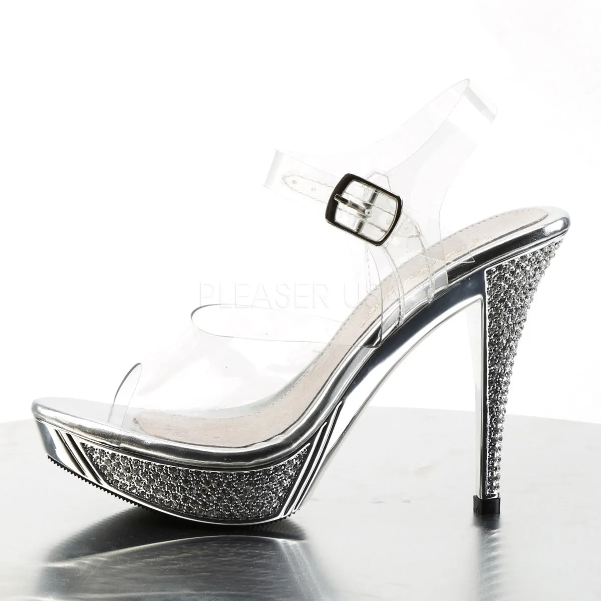 Star of the Night Rhinestone Platform Sandals Silver