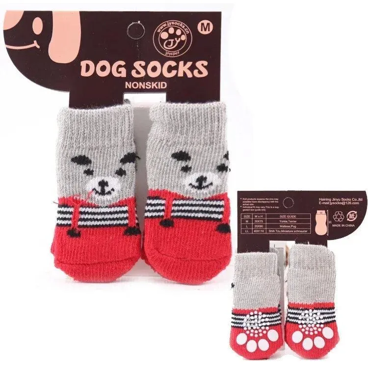 Teddy Christmas Shoes 4Pcs Cat Dog Socks