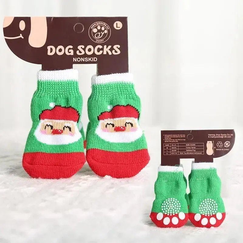 Teddy Christmas Shoes 4Pcs Cat Dog Socks