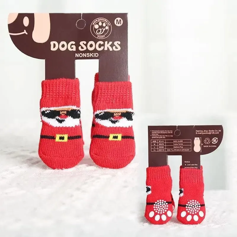 Teddy Christmas Shoes 4Pcs Cat Dog Socks