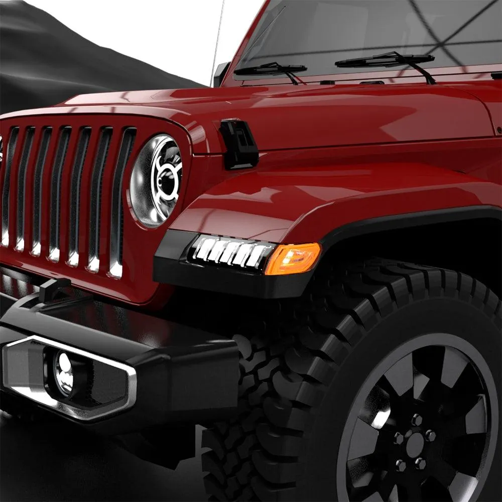 Upgraded Fender Flares Lights, LED Sequential Flashing Turn Signal with DRL for Jeep Wrangler JL Gladiator JT