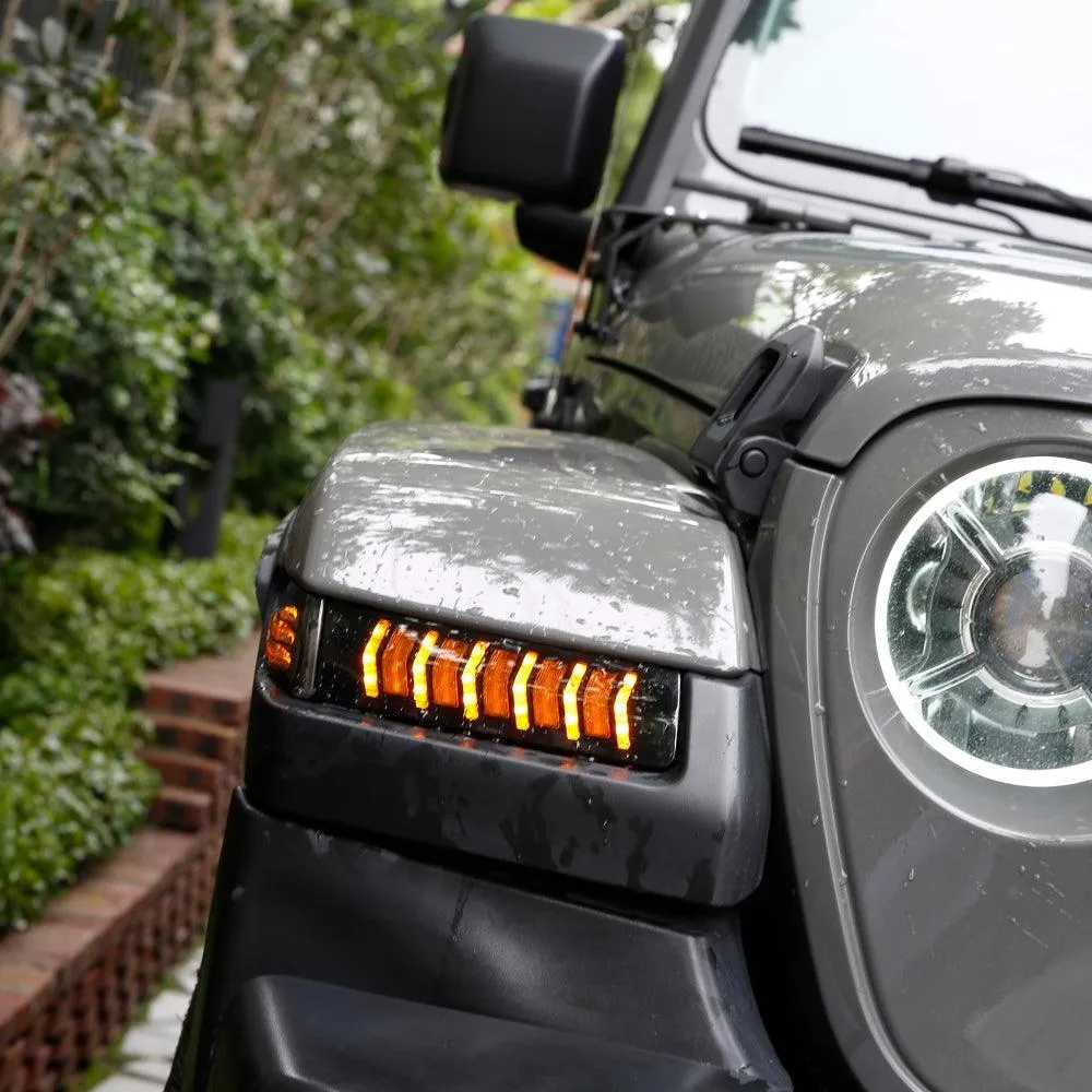 Upgraded Fender Flares Lights, LED Sequential Flashing Turn Signal with DRL for Jeep Wrangler JL Gladiator JT