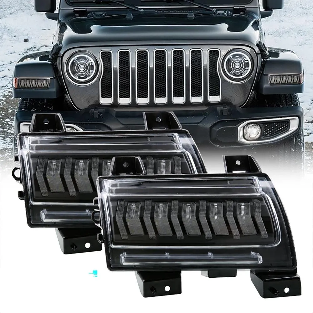 Upgraded Fender Flares Lights, LED Sequential Flashing Turn Signal with DRL for Jeep Wrangler JL Gladiator JT