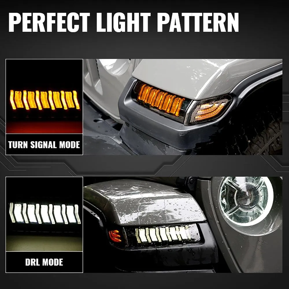 Upgraded Fender Flares Lights, LED Sequential Flashing Turn Signal with DRL for Jeep Wrangler JL Gladiator JT