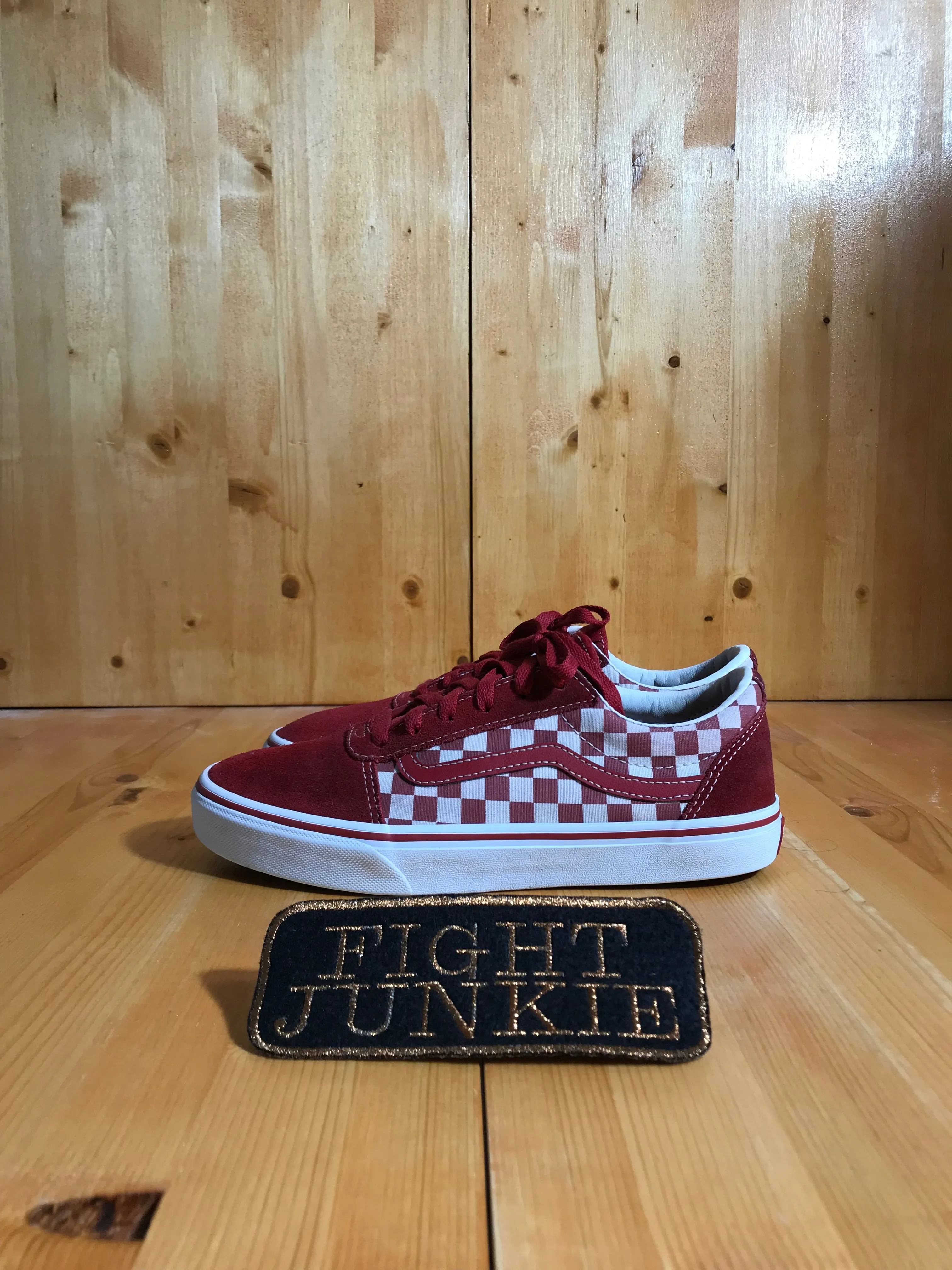 VANS OLD SKOOL CHECK CHECKERED Low Top Youth Size 6 Canvas & Suede Skateboarding Shoes Sneakers Red