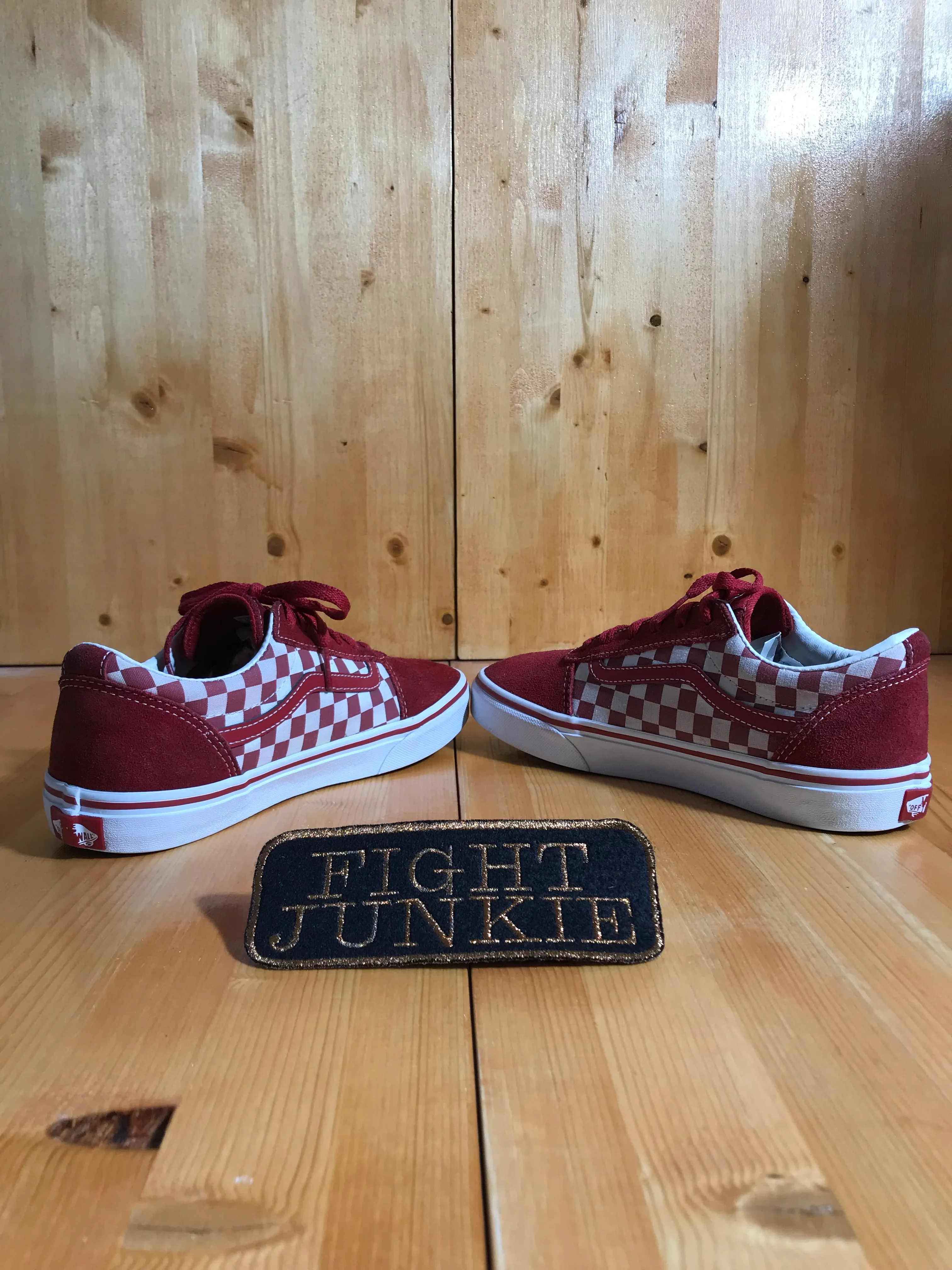 VANS OLD SKOOL CHECK CHECKERED Low Top Youth Size 6 Canvas & Suede Skateboarding Shoes Sneakers Red