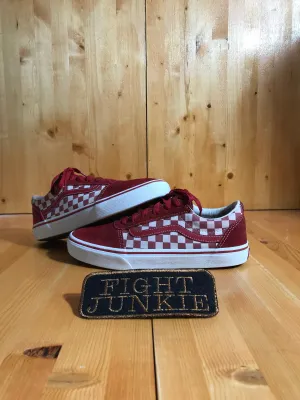 VANS OLD SKOOL CHECK CHECKERED Low Top Youth Size 6 Canvas & Suede Skateboarding Shoes Sneakers Red