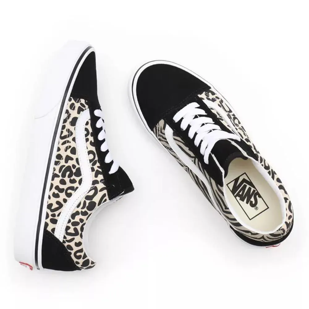 Vans Unisex Old Skool Safari Multi Shoes - Black / White / Cheetah