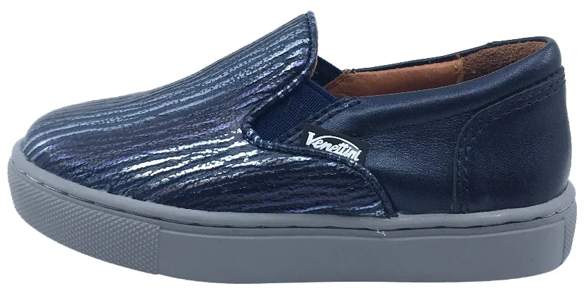 Venettini Girl's and Boy's Navy and Metallic Blue Skylar Slip-On Sneaker