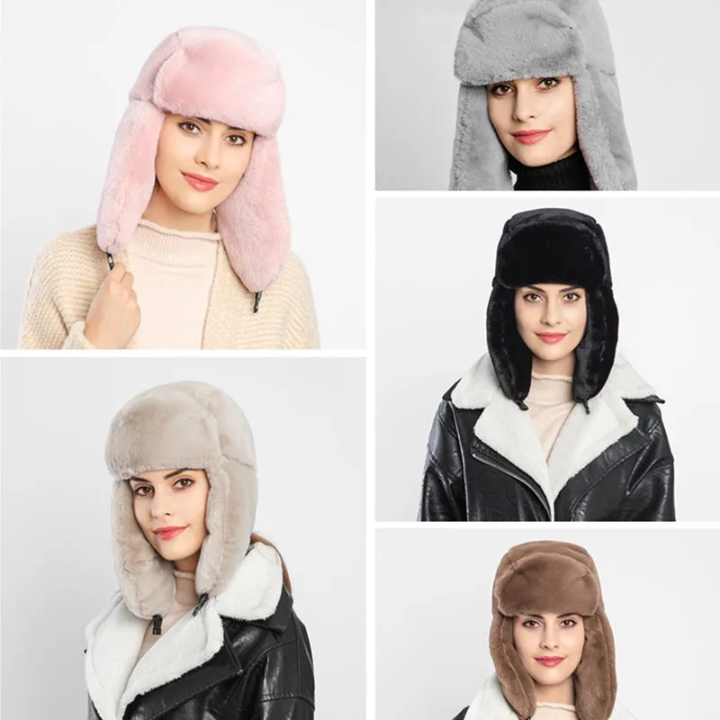 Women Men Winter Thick Warm Fluffy Ear Flaps Cap